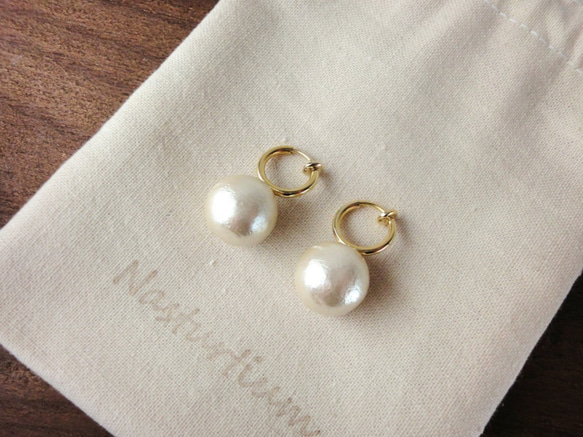 12mm cotton pearl earrings (Kisuka) 2枚目の画像