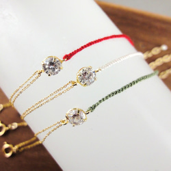 Silk &Cubic zirconia  bracelet　(Holy white) 3枚目の画像