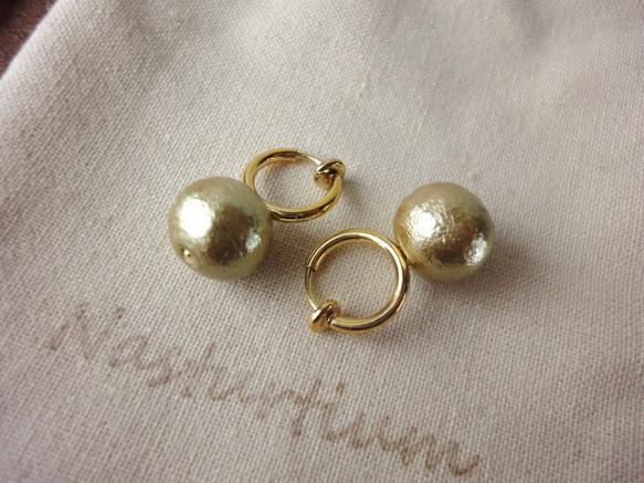 cotton pearl earrings (Old gold) 1枚目の画像