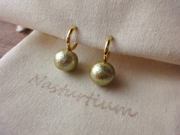 cotton pearl earrings (Old gold) 2枚目の画像