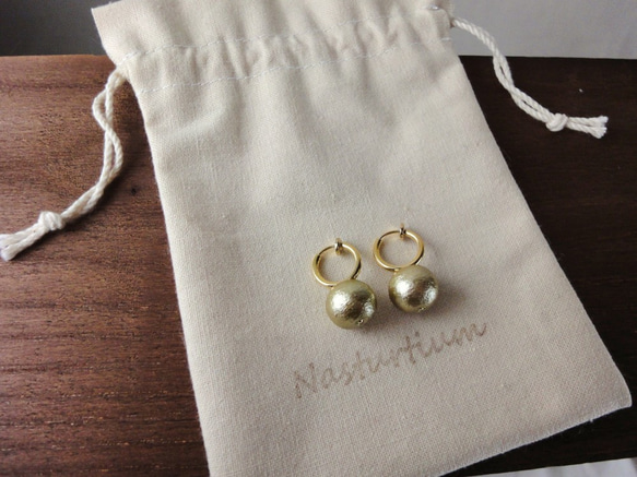cotton pearl earrings (Old gold) 3枚目の画像