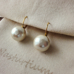 12mm cotton pearl ｆrench hook pierce(Kisuka) 2枚目の画像