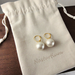 12mm cotton pearl ｆrench hook pierce(Kisuka) 3枚目の画像