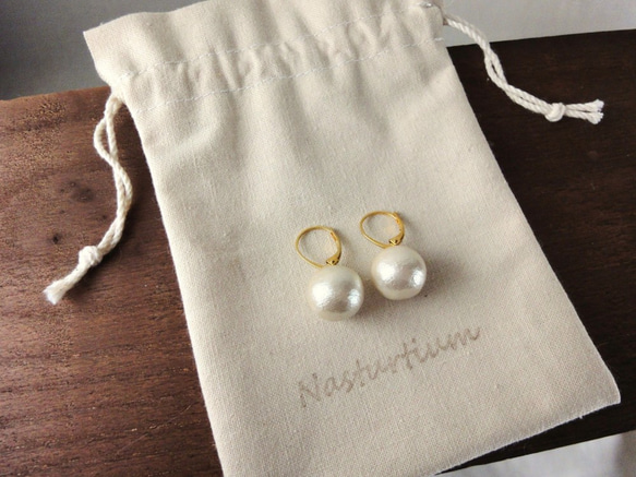 12mm cotton pearl ｆrench hook pierce(Kisuka) 3枚目の画像