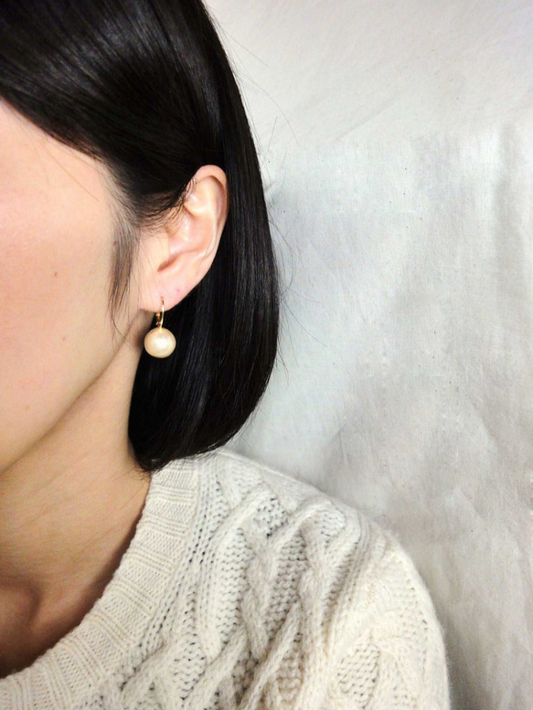 12mm cotton pearl ｆrench hook pierce(Kisuka) 5枚目の画像