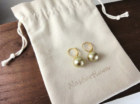 cotton pearl french hook pierce(Old gold) 4枚目の画像