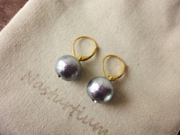 cotton pearl ｆrench hook pierce(Luxury Violet) 3枚目の画像