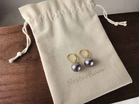 cotton pearl ｆrench hook pierce(Luxury Violet) 4枚目の画像