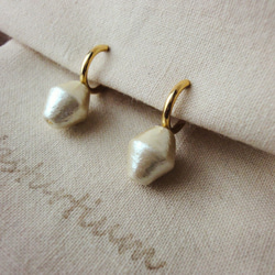 cotton pearl earrings (rhombus) 2枚目の画像