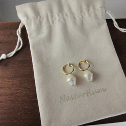 cotton pearl earrings (rhombus) 5枚目の画像