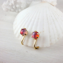 Vintage czech glass earrings【Cherry Pink】 1枚目の画像