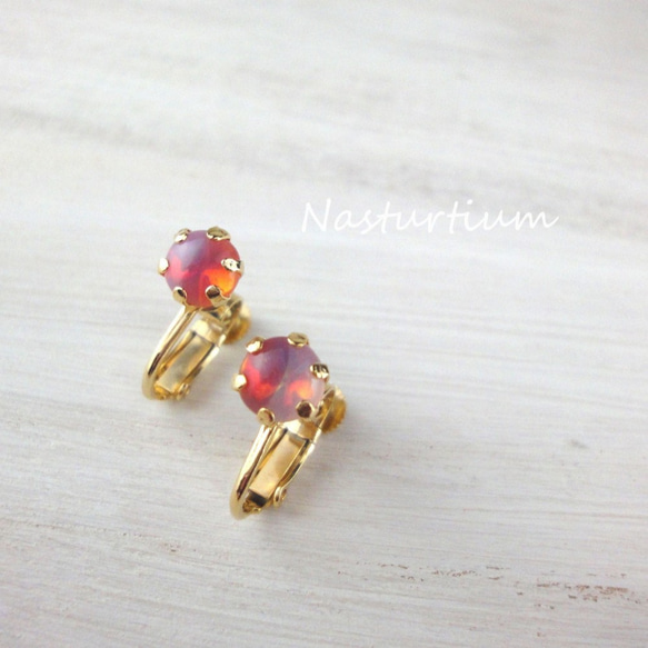 Vintage czech glass earrings【Cherry Pink】 2枚目の画像