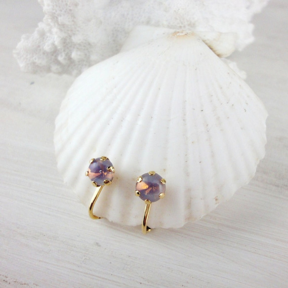 Vintage czech glass earrings【Purple】 第3張的照片