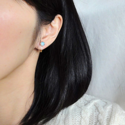 Vintage czech glass earrings【Blue】 5枚目の画像