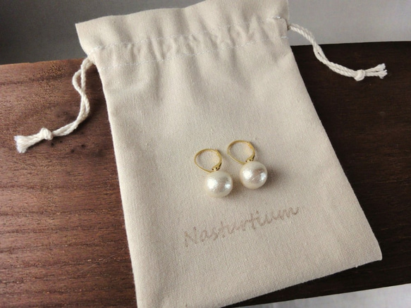 10mm cotton pearl french hook pierce(Kisuka) 3枚目の画像