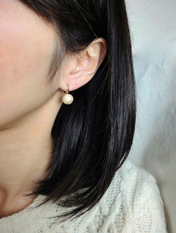 10mm cotton pearl earrings (Kisuka) 5枚目の画像