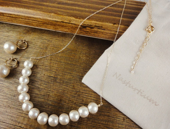 pellet cotton pearl necklace(kisuka) 2枚目の画像
