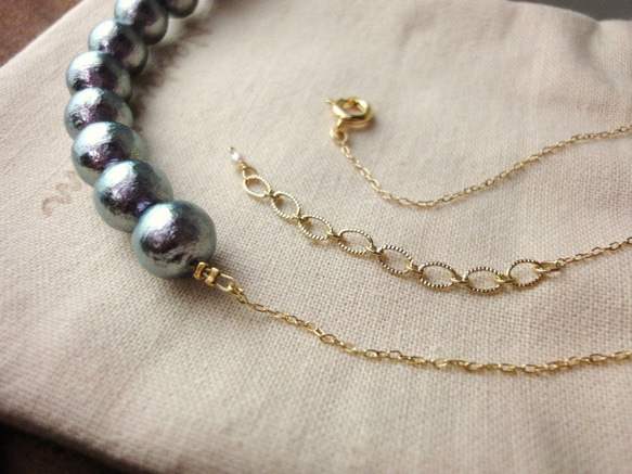 pellet cotton pearl necklace(Luxury Violet) 3枚目の画像