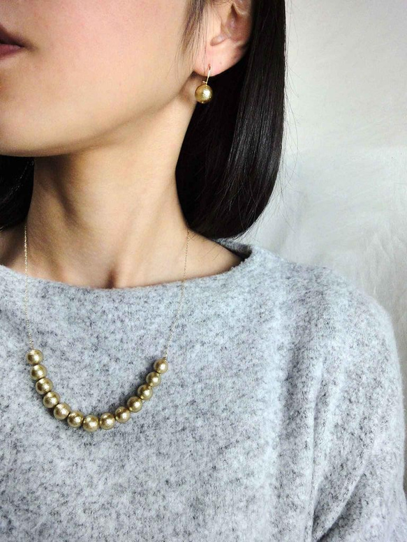 pellet cotton pearl necklace(Old gold)) 5枚目の画像
