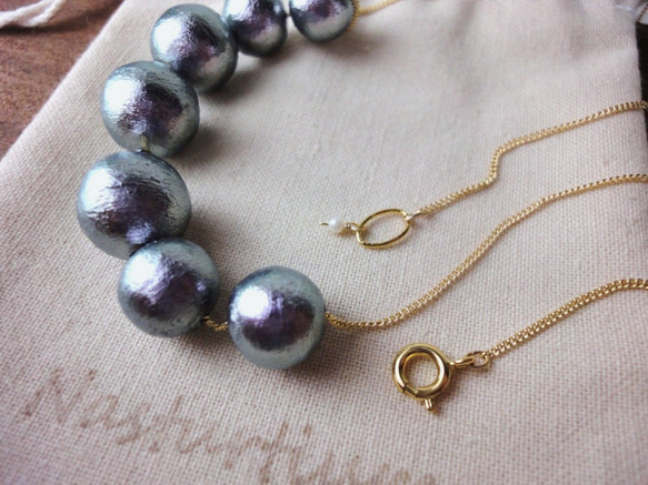 Cotton pearl necklace(Luxury Violet) 2枚目の画像