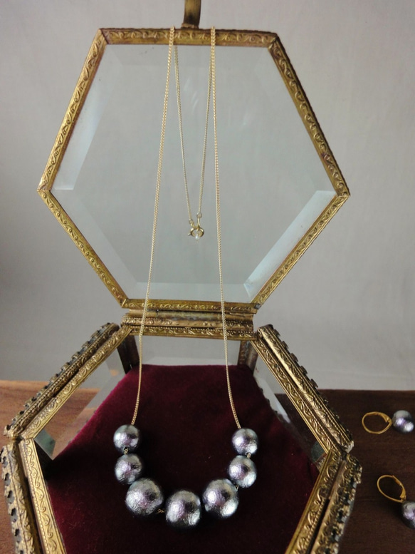 Cotton pearl necklace(Luxury Violet) 3枚目の画像