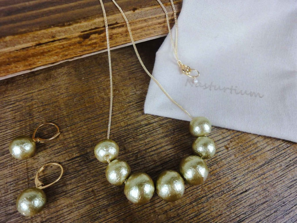 Cotton pearl necklace(Old gold) 2枚目の画像