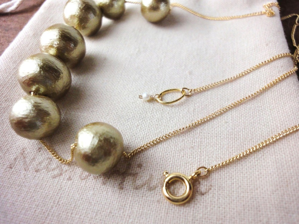 Cotton pearl necklace(Old gold) 3枚目の画像