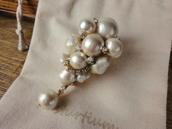 cotton pearl brooch 2枚目の画像