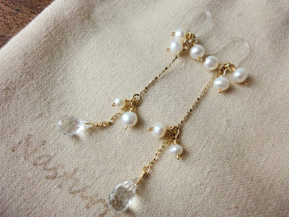 freshwater pearl pierce (樹脂フックピアス) 3枚目の画像