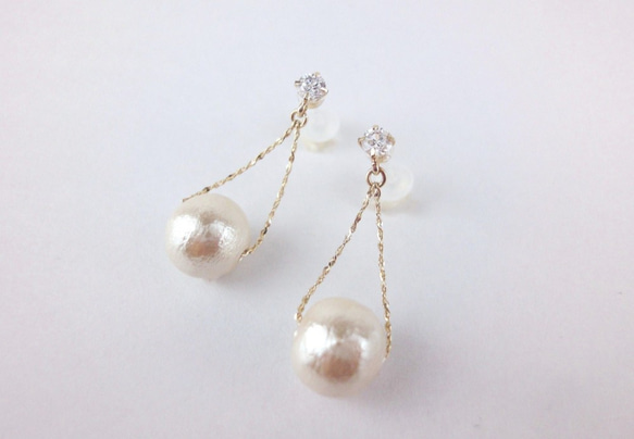 樹脂ピアス Swing  pearl pierce 2枚目の画像