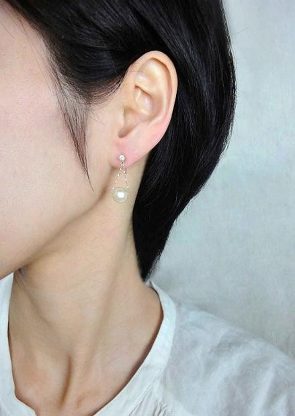 樹脂ピアス Swing  pearl pierce 5枚目の画像