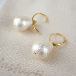 Drop cotton pearl french hook pierce 2枚目の画像