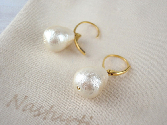 Drop cotton pearl french hook pierce 2枚目の画像