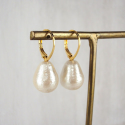 Drop cotton pearl french hook pierce 3枚目の画像