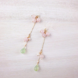 樹脂フックピアス rose quartz twinkle pierce 2枚目の画像