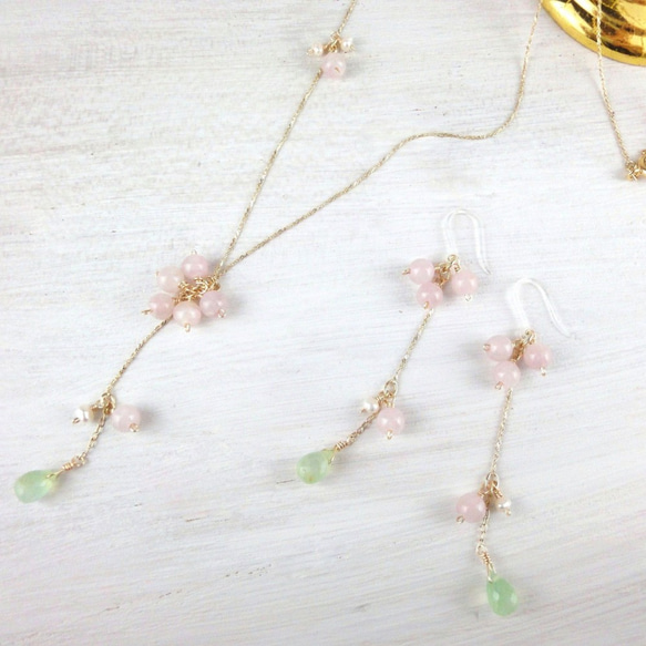 樹脂フックピアス rose quartz twinkle pierce 5枚目の画像