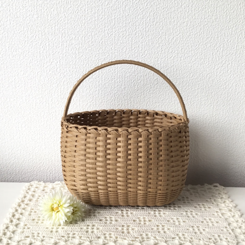 大きめワンハンドル楕円かご craft フリーボックス・小物入れ S 大きめワンハンドル楕円かご craft フリーボックス・小物入れ S