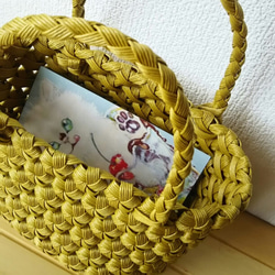 花結び編みのミニかごバッグ・うぐいす 2枚目の画像