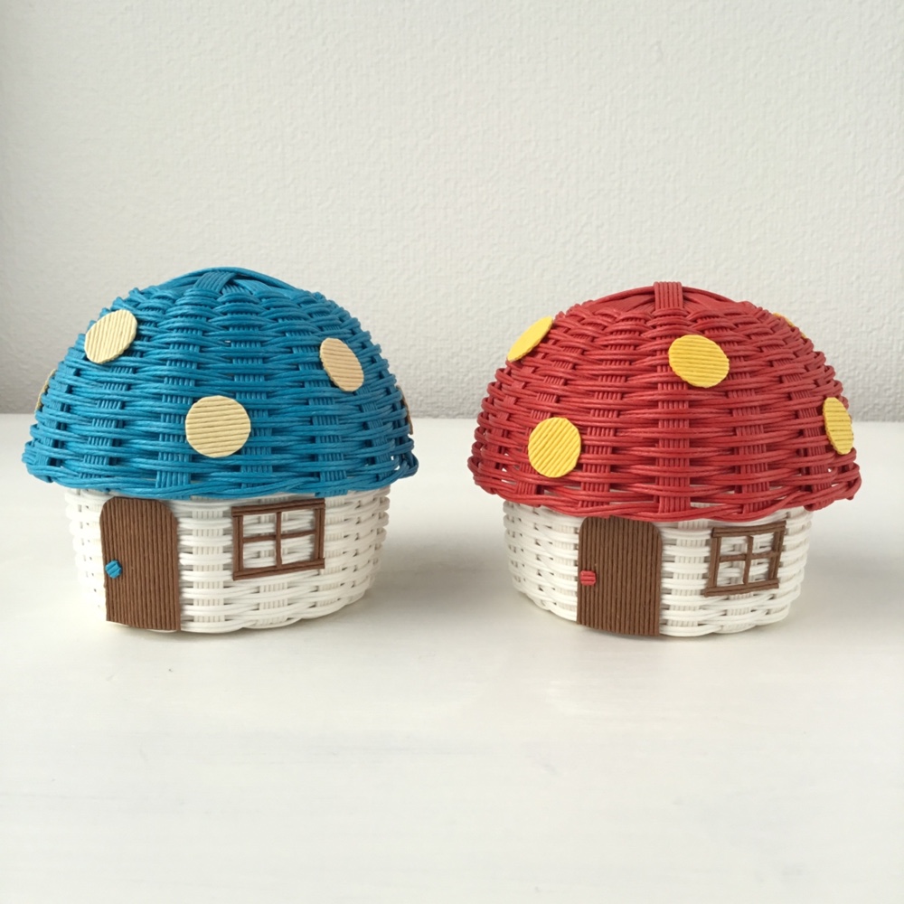 もーちゃんページ　クラフトバンド　きのこハウスと小物入れ 受注製作】きのこハウスのキャンディボックス フリーボックス・小物
