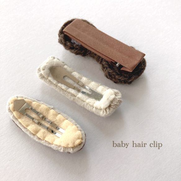 チョコレート刺繍ヘアピン&ヘアクリップ3本セット 3枚目の画像