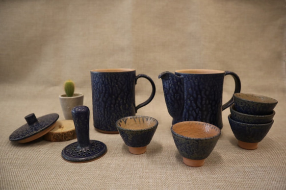 滴滴咖啡陶壺-藍色伊羅保 第7張的照片