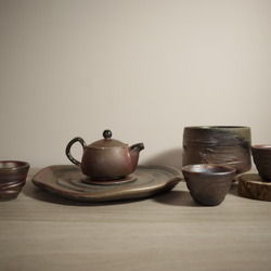 柴燒茶壺 壺承 水方 3茶杯 240ml 第7張的照片