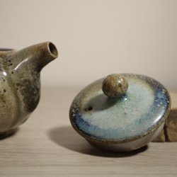 自然藍釉 柴燒壺 柴燒茶壺 140ml 陶藝手拉胚 第4張的照片