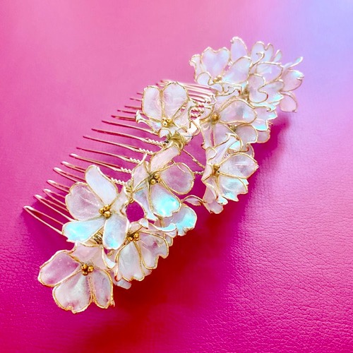 白桜のヘアアクセサリー ディップアート ワイヤーアクセサリー 春