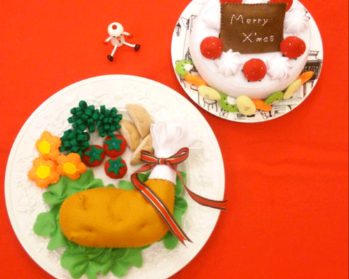 ☆フェルトおままごと☆洋風プレート ☆フェルトおままごと☆洋風プレート 受注製作】えびチャーハン