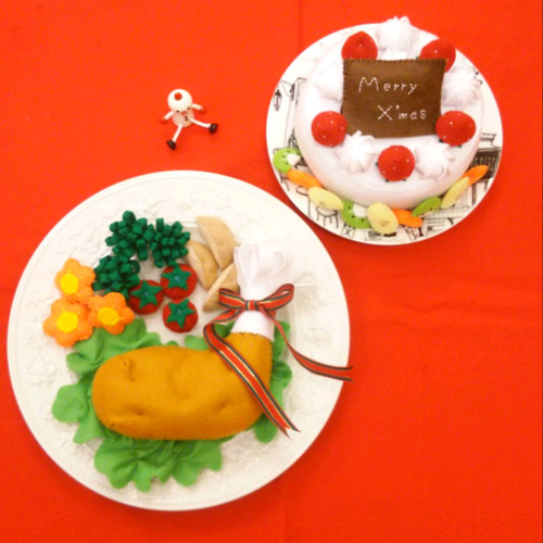 ☆フェルトおままごと☆洋風プレート いちご 輪切り ☆フェルト