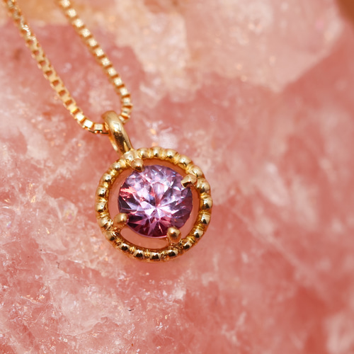 K18プチペンダントトップ 非加熱パープルサファイア ネックレス  