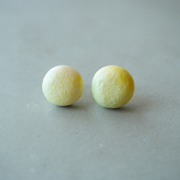 【陶器】まるsprayピアス/イヤリング グリーンレモン 2枚目の画像