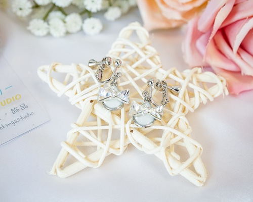 Cutie」-水滴の形の弓/ジュエリースタイルのピアス／イヤリング