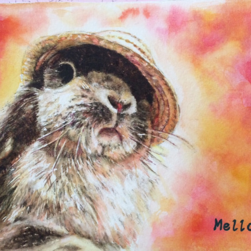 うさぎの似顔絵 写真2Lサイズ⭐︎水彩画 名入れ、文字入れ可 絵画